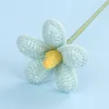 Handmade light blue crochet flower with yellow center and green stem for gift decoration - Plumeria Branch / Blue