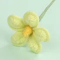 Handmade yellow crochet lily flower with green stem for home decoration gift. - Plumeria Branch / Green