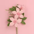 Handmade crochet pink lily flower with green leaves for home decoration - Mengsi 3-Flower Clematis Branch / Deep Pink