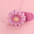 Handmade crochet pink daisy flower knitted gift for Valentines Day - Mengsi Afghan Cream Sunflower / Pink