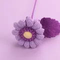 Beautiful handcrafted purple crochet daisy flower made of soft yarn for gift decor - Mengsi Afghan Cream Sunflower / Purple