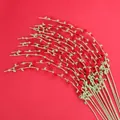 Handmade red crochet flower branches with green stems for Valentine's Day decor - Snow Willow Branch / Red