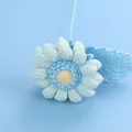 Handmade crochet blue daisy flower gift for Valentine's Day decoration - Afghan Cream Sunflower / Blue