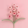 Exquisite handmade pink crochet lily of the valley flower with pearl heart detail - 9-Head Lily of the Valley Branch / Gradient Pink