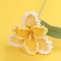 Handmade yellow and white crocheted lily flower with green leaf for home decor and gifts - Parrot Tulip Branch / Gradient Yellow