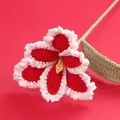 Handmade crochet flower variant featuring red petals with white scalloped borders for gifts - Parrot Tulip Branch / Red