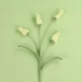 Handmade knitted artificial flower bouquet with pale yellow buds on green background - Lantern Flower Branch / Green