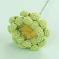 Handmade crochet light green flower with yellow center, yarn knit artificial flower - African Daisy Stem / Dark Green