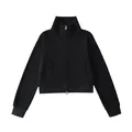 Chaqueta corta de estilo vintage negro con cuello alto y cierre de cremallera frontal - S / Negro
