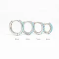 Set of four sterling silver hoop earrings with blue stones available in 6mm to 9mm sizes - 5mm / Silver-Turquoise Zirconia