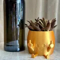 Funny golden resin planter pot with middle finger hands for home and garden decor - Gold