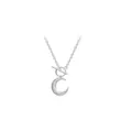 Elegante collana in argento sterling S925 con ciondolo a luna satinata e chiusura OT - Argento 925 / Stile Luna Sabbiata (D1832)