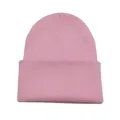 Classic pink knit beanie hat with cuffed design for winter warmth and stylish daily wear - Pink