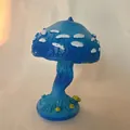 Statue de veilleuse LED magique champignon bleu en résine avec prise USB décorative - Bleu (A)