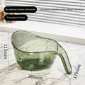 Transparent green rice washing basket with ergonomic handle and precise drainage holes - Transparent Green
