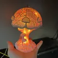 Lampe champignon en résine de style vintage avec une lueur magique pour la déco - Jaune Orangé (B)