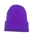 Classic soft solid purple knitted beanie hat for cozy autumn and winter warmth. - Purple