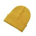 Classic solid mustard yellow knitted beanie hat for autumn and winter warmth and style - Ginger Yellow
