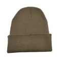 Classic solid khaki knitted beanie hat for autumn and winter warmth, stylish cold cap - Khaki