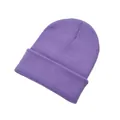 Cozy purple knitted beanie hat in solid candy color for winter warmth and style - Light Purple