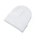 Classic white knitted warm beanie hat perfect for autumn and winter outdoor wear - White