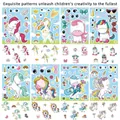 Ensemble d'autocollants licorne DIY pour stimuler la créativité et l'art des enfants - Style de licorne de dessin animé C (8 feuilles)