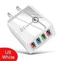 White 4-port USB wall charger adapter with US plug and Quick Charge 3.0 support - US Plug / White