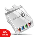 4-port USB wall charger with UK plug white 12W power adapter quick charge - UK Plug / White
