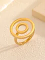 Detailed macro shot of a gold-finish minimalist titanium steel ring with double circle design - Double Layer Geometric Style (Gold 1#) / Gold