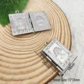 Stainless steel rectangular photo locket pendant with tree engraving and size markings - Square Tree of Life Style (YY029)