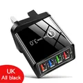 4-port USB fast charger with UK plug in all black finish - UK Plug / Black