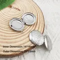 Vintage round stainless steel photo locket pendant with intricate floral engraving details - Retro Floral Round Style (YY033)