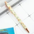 Fresh floral print ballpoint pen with elegant rose gold metal accents for students - 1.0mm Bullet Tip / Style A Small Flower Yellow