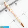 Elegant floral print ballpoint pen with rose gold accents and retractable design. - 1.0mm Bullet Tip / Style B Big Flower White