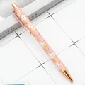 Elegant floral retractable ballpoint pen with rose gold accents in pink finish - 1.0mm Bullet Tip / Style B Big Flower Pink