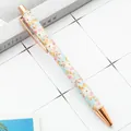Creative floral pattern ballpoint pen with elegant rose gold metal accents and clip - 1.0mm Bullet Tip / Style B Big Flower Blue