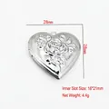 Engraved rose silver stainless steel heart locket pendant for photos, jewelry accessory - Rose Relief Heart Style (YY006)