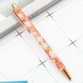 Elegant floral print ballpoint pen with rose gold accents and press mechanism. - 1.0mm Bullet Tip / Style B Big Flower Watermelon Red