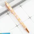 Elegant ins style floral print ballpoint pen with rose gold metal accents for students. - 1.0mm Bullet Tip / Style B Big Flower Yellow