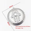 Polished stainless steel round Hamsa Hand photo locket pendant jewelry accessory - Hamsa Hand Round Style (YY011)
