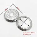 Silver circular stainless steel locket pendant with decorative vintage engravings - Vine Relief Round Style (YY012)