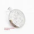 Silver oval stainless steel photo locket pendant with exquisite floral engraving detail - Floral Ornament Oval Style (YY014)