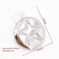 Circular stainless steel locket pendant with star engraving for DIY jewelry making - Pentagram Engraved Round Style (YY016)