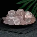 Smooth natural rose quartz tumbled stones in a black bowl for home decor and healing - Premium Polished Rose Quartz (2-3cm) / 100g Pack
