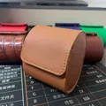 Single brown PU leather watch storage roll featuring a stylish cross-grain texture finish - 1 Slot / Brown Saffiano Pattern