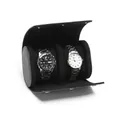 Premium black PU leather watch roll storage case with three slots and velvet lining - 2 Slots / Black Smooth Texture
