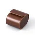 Elegant vintage brown PU leather watch storage box with protective flap closure - 1 Slot / Brown Smooth Texture