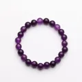 Elegant purple amethyst beaded stretch bracelet featuring smooth natural gemstone beads - Purple Agate Bracelet