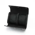 Luxurious black PU leather watch storage roll with two soft velvet slots and snap closures - 2 Slots / Black Saffiano Pattern