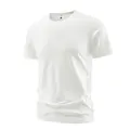 Athletic fit plain white crew neck quick-dry sports t-shirt for men summer gym wear - 7XL / Round Neck Style / Bright White (9937)